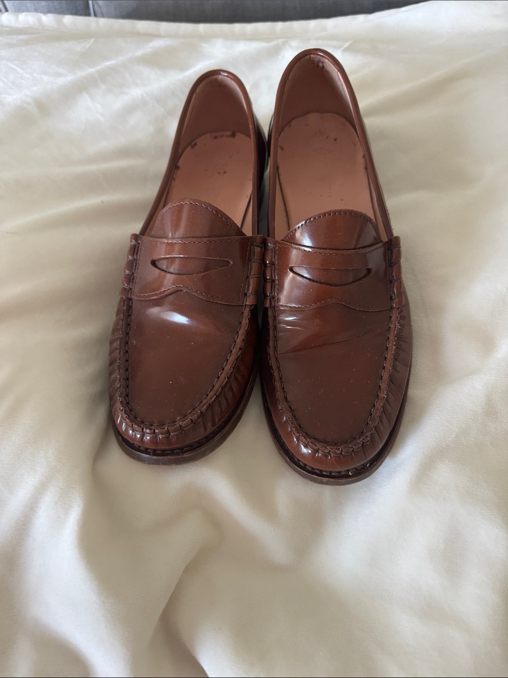J. Crew Winona Penny Loafers in Italian Spazzolato Leather